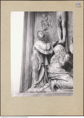 Vorderseite von Blak [https://www.deutsche-digitale-bibliothek.de/content/lizenzen/rv-ez/] Der Gekreuzigte mit Maria, Magdalena und Johannes - Maria und Maria Magdalena von unten rechts, bh144493_recto. Foto.