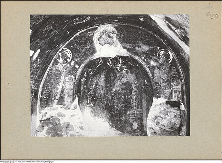 Vorderseite von Guidotti [https://www.deutsche-digitale-bibliothek.de/content/lizenzen/rv-ez/] Zyklus der oberen KapelleMadonna zwischen den heiligen Nikolaus, Paulinus, Johannes dem Täufer und Johannes dem Evangelisten - Gesamtansicht (vor der Restaurierung), bh145436_recto. Foto: Guidotti.