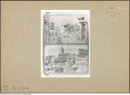 Vorderseite von Chatsworth House [http://creativecommons.org/publicdomain/mark/1.0/] Piazza San Pietro und der Vatikan - unterhalb von 839 A (Forum Romanum), bh147815_recto. Foto.