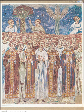 Vorderseite von unbekannt [https://www.deutsche-digitale-bibliothek.de/content/lizenzen/rv-fz/] Jüngstes GerichtParadies der Seligen und Hölle der Verdammten - Paradies der Seligen, Gesamtansicht, bh148945_recto. Foto.