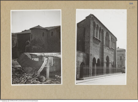 Vorderseite von unbekannt [https://www.deutsche-digitale-bibliothek.de/content/lizenzen/rv-fz/] Palazzo di Teodorico (sog.) - Westfassade von Nordwesten, bh149980_bh149981_recto. Foto.