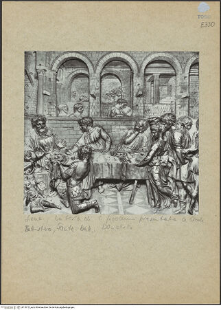 Vorderseite von unbekannt [https://www.deutsche-digitale-bibliothek.de/content/lizenzen/rv-ez/] TaufbrunnenSzenen aus dem Leben des Zacharias und Johannes des TäufersGastmahl des Herodes - Gesamtansicht ohne Rahmen, bh150135_recto. Foto.