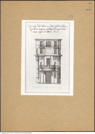 Vorderseite von Graphische Sammlung Albertina? [https://www.deutsche-digitale-bibliothek.de/content/lizenzen/rv-ez/] Ansicht der Fassade des Palazzo Zuccari zur Piazza Trinità dei Monti - , bh150845_recto. Foto.