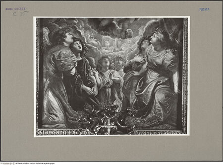 Vorderseite von ICCD [https://www.deutsche-digitale-bibliothek.de/content/lizenzen/rv-ez/] Hochaltar von Santa Maria in VallicellaEngel verehren das Gnadenbild der Madonna della Vallicella - Detail: unterer Abschnitt, Engel, bh153433_recto. Foto.