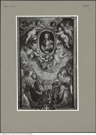 Vorderseite von ICCD [https://www.deutsche-digitale-bibliothek.de/content/lizenzen/rv-ez/] Hochaltar von Santa Maria in VallicellaEngel verehren das Gnadenbild der Madonna della Vallicella - , bh153438_recto. Foto.