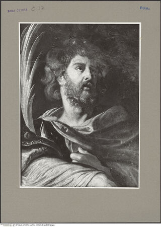 Vorderseite von ICCD [https://www.deutsche-digitale-bibliothek.de/content/lizenzen/rv-ez/] Die Heiligen Gregor der Große, Papianus und Maurus - Detail: Kopf des heiligen Papian, bh153440_recto. Foto.