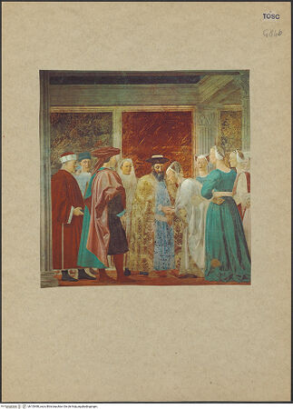 Vorderseite von unbekannt [https://www.deutsche-digitale-bibliothek.de/content/lizenzen/rv-ez/] Die Kreuzlegende, Propheten und HeiligenRechte WandDie Königin von Saba und das Kreuzesholz - Salomo und die Königin von Saba, bh153480_recto. Foto.