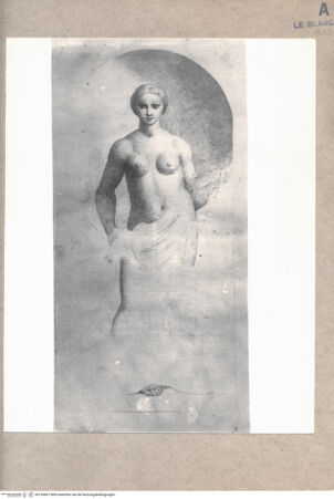 Vorderseite von Böhm [http://creativecommons.org/publicdomain/mark/1.0/] Weibliche Figur nach den Fresken des Fondaco dei Tedeschi (Blatt 3 der 3 Blätter nach Giorgione in "Varie pitture a fresco de' princ.maestri venez. etc.Venezia 1760" von 24 Blatt) - , bh153801. Foto.