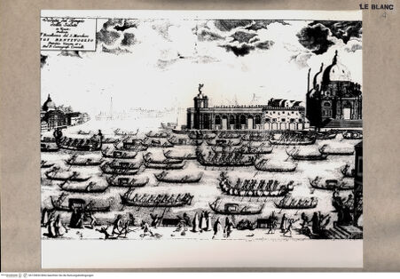 Vorderseite von Böhm Venezia [http://creativecommons.org/publicdomain/mark/1.0/] "Veduta del Tempio della Salute" (aus Coronelli, P.Vincenzo Maria, ...?) - , bh153830. Foto.