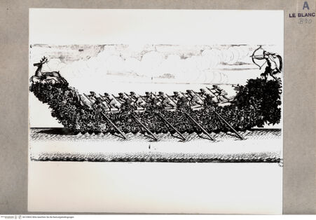 Vorderseite von Böhm, Venezia [http://creativecommons.org/publicdomain/mark/1.0/] Geschmückte Barke (aus der Serie "I numi a diporto su l'Adriatico. Descrizione... ") - , bh153832. Foto.