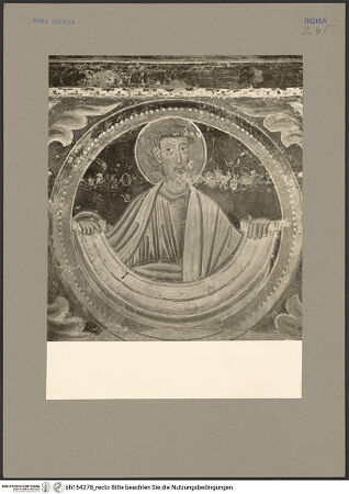 Vorderseite von Hutzel, Max [https://www.deutsche-digitale-bibliothek.de/content/lizenzen/rv-ez/] SilvesterlegendePropheten-Fries - Nordwand: Prophet unterhalb der Szene "Silvester erhält die Tiara", bh154278_recto. Foto: Hutzel, Max.