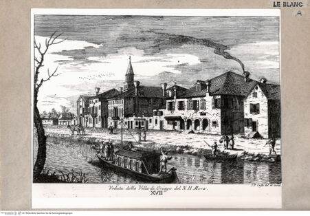 Vorderseite von Böhm [http://creativecommons.org/publicdomain/mark/1.0/] Veduta della Villa di Oriago del N. H. Mora XVII - , bh155064. Foto.