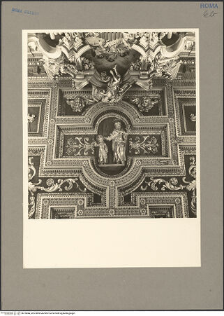 Vorderseite von Hutzel, Max [https://www.deutsche-digitale-bibliothek.de/content/lizenzen/rv-fz/] Ornamentierte Decke mit Reliefs (Heiliger Josef, Geburt Christi, Petrus und Paulus)Der heilige Josef mit dem Jesuskind - Ansicht mit Rahmung, oberer Teil der Orgel (Posaunenengel), bh155846_recto. Foto: Hutzel, Max.