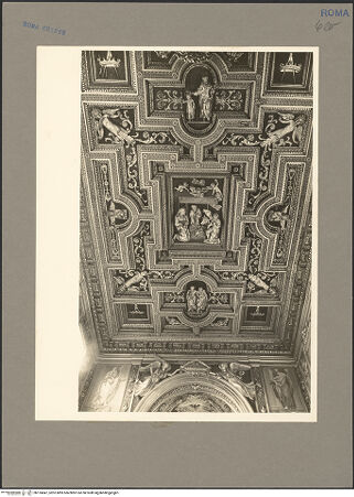 Vorderseite von Hutzel, Max [https://www.deutsche-digitale-bibliothek.de/content/lizenzen/rv-fz/] Ornamentierte Decke mit Reliefs (Heiliger Josef, Geburt Christi, Petrus und Paulus) - Ornamente und Bildfelder: Joseph mit Christuskind, Geburt Christi, Petrus und Paulus, bh155847_recto. Foto: Hutzel, Max.