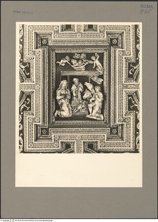 Vorderseite von Hutzel, Max [https://www.deutsche-digitale-bibliothek.de/content/lizenzen/rv-fz/] Ornamentierte Decke mit Reliefs (Heiliger Josef, Geburt Christi, Petrus und Paulus)Geburt Christi (zentrales Bildfeld) - Ansicht mit Rahmung, bh155849_recto. Foto: Hutzel, Max.