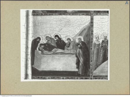 Vorderseite von ICCD [https://www.deutsche-digitale-bibliothek.de/content/lizenzen/rv-ez/] Teil eines Diptychons (Szenen aus dem Leben Christi: die Geburt Christi, die Kreuzigung, die Trauer um Christus, die Aufbrechung der Vorhölle, die Auferstehung Christi und die drei Marien am Grab, das Jüngste Gericht) - Detail: die Trauer um Christus, bh158595_recto. Foto.