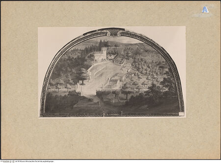 Vorderseite von Sopr. BAS FI [https://www.deutsche-digitale-bibliothek.de/content/lizenzen/rv-ez/] Veduten der Medici-VillenAnsicht der Villa Medicea Il Trebbio - Gesamtansicht, bh159180_recto. Foto.