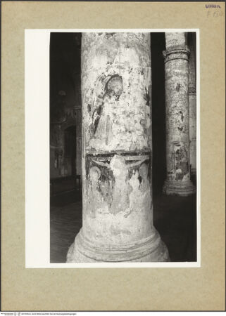Vorderseite von unbekannt [https://www.deutsche-digitale-bibliothek.de/content/lizenzen/rv-ez/] Reste von Votivfresken mit Madonnen- und HeiligendarstellungenVerkündigung; Kreuzigung; thronende Madonna; Heilige - Teilansicht: Verkündigungsengel; Kreuzigung, bh159523_recto. Foto: Hutzel, Max.
