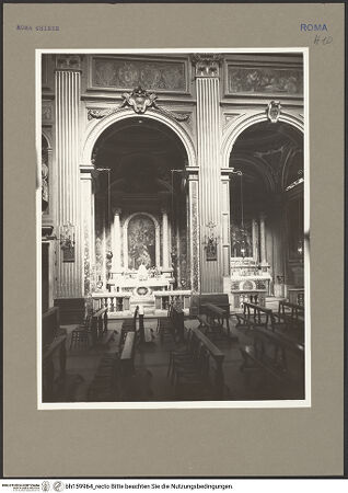 Vorderseite von Hutzel, Max [https://www.deutsche-digitale-bibliothek.de/content/lizenzen/rv-fz/] Santa Maria in Monserrato - Blick vom Schiff in die zweite und dritte Kapelle rechts, bh159964_recto. Foto: Hutzel, Max.