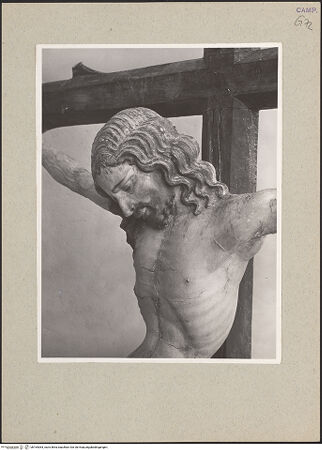 Vorderseite von Sopr. BAS NA [https://www.deutsche-digitale-bibliothek.de/content/lizenzen/rv-ez/] Altarkreuz - Detail, Kopf, bh164064_recto. Foto.