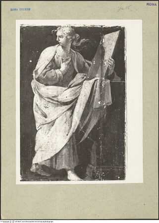 Vorderseite von Rigamonti [https://www.deutsche-digitale-bibliothek.de/content/lizenzen/rv-fz/] Ruhe auf der Flucht nach Ägypten, flankiert von Propheten - Linke Seitentafel: Weibliche Allegorie (?); tavola laterale sinistra: "Figura allegorica (?)", bh166067_recto. Foto.