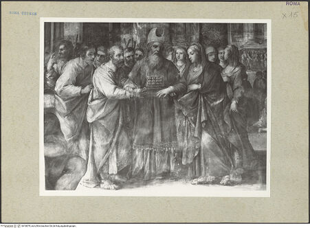 Vorderseite von Rigamonti [https://www.deutsche-digitale-bibliothek.de/content/lizenzen/rv-fz/] Zyklus mit Szenen des alten und des neuen TestamentsVerlobung Mariens - Detail: Mittelgruppe, bh166070_recto. Foto.