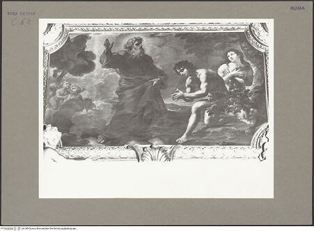 Vorderseite von Bibliotheca Hertziana [https://www.deutsche-digitale-bibliothek.de/content/lizenzen/rv-fz/] Bildzyklus zur Erlösung der MenschheitGott segnet Adam und Eva - , bh166543_recto. Foto: Rigamonti.