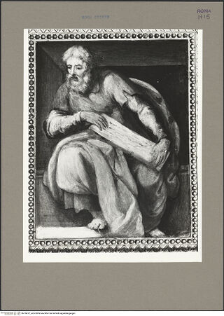 Vorderseite von Bibliotheca Hertziana [https://www.deutsche-digitale-bibliothek.de/content/lizenzen/rv-fz/] Szenen aus dem Marienleben, Evangelisten und ProphetenGottvater und Propheten - Prophet zur rechten Gottvaters (oben), bh166612_recto. Foto: Rigamonti.