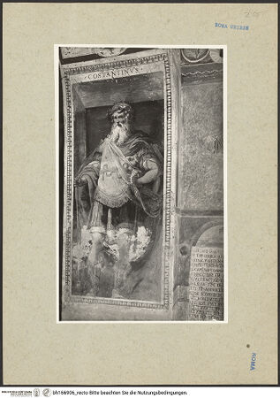 Vorderseite von ICCD [https://www.deutsche-digitale-bibliothek.de/content/lizenzen/rv-ez/] SilvesterlegendeFresken im Altarraum - Bogenlaibung rechts: Konstantin, bh166906_recto. Foto.