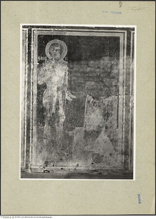 Vorderseite von ICCD [https://www.deutsche-digitale-bibliothek.de/content/lizenzen/rv-ez/] Heiligenzyklus - Hl. Bartholomäus und nicht identifizierbarer Heiliger (Freskenfragment), bh166921_recto. Foto.