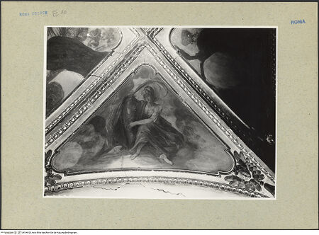 Vorderseite von ICCD [https://www.deutsche-digitale-bibliothek.de/content/lizenzen/rv-ez/] Gewölbeausmalung mit den Quattuor Coronati in den Zwickelfeldern - Zwickelfeld, bh166923_recto. Foto.