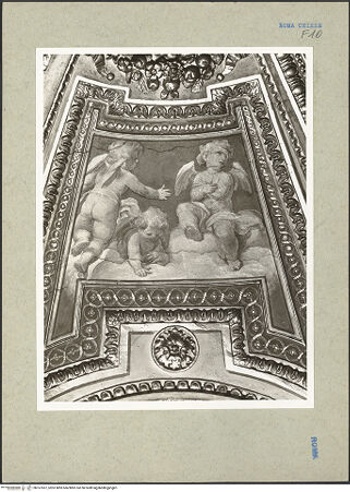 Vorderseite von Bibliotheca Hertziana [https://www.deutsche-digitale-bibliothek.de/content/lizenzen/rv-ez/] Kapellendekoration mit Szenen aus dem MarienlebenSpielende Putten - Detail, links, bh167057_recto. Foto: Rigamonti.