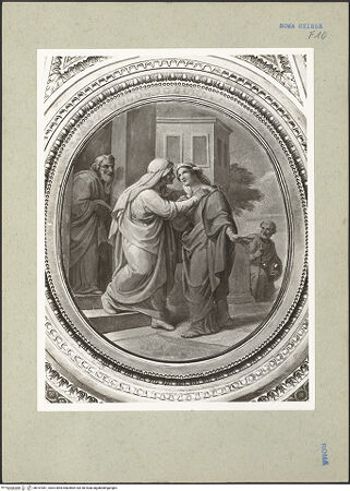 Vorderseite von Bibliotheca Hertziana [https://www.deutsche-digitale-bibliothek.de/content/lizenzen/rv-ez/] Kapellendekoration mit Szenen aus dem MarienlebenHeimsuchung, Maria und Elisabeth umarmen sich - Gesamtansicht, bh167061_recto. Foto: Rigamonti.