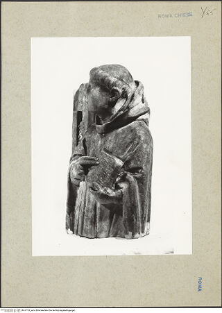 Vorderseite von ICCD [https://rightsstatements.org/page/CNE/1.0/] Halbfigur des heiligen Dominikus (?) - Profilansicht, bh167130_recto. Foto.