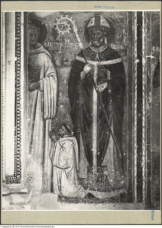 Vorderseite von ICCD [https://www.deutsche-digitale-bibliothek.de/content/lizenzen/rv-ez/] Heiligenzyklus - Ein heiliger Bischof (S. Pantaleon?) und der Hl. Benedikt, bh167193_recto. Foto.