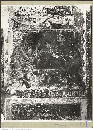 Vorderseite von ICCD [https://www.deutsche-digitale-bibliothek.de/content/lizenzen/rv-ez/] Ein Zisterzienser und ein Benediktiner im Disput - Gesamtansicht, bh167194_recto. Foto.