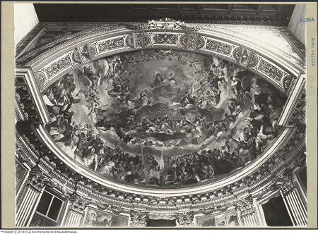 Vorderseite von ICCD [https://www.deutsche-digitale-bibliothek.de/content/lizenzen/rv-ez/] Freskenzyklus im ChorDie Heilige Dreifaltigkeit, Engel und Heilige - Gesamtansicht, bh167222_recto. Foto.