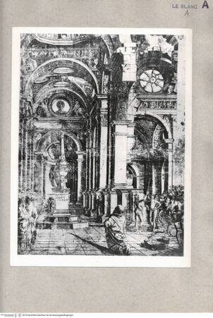 Vorderseite von Coll. Perego? [http://creativecommons.org/publicdomain/mark/1.0/] "Tempio in rovina" (Architekturzeichnung mit Figuren) - , bh167464. Foto.