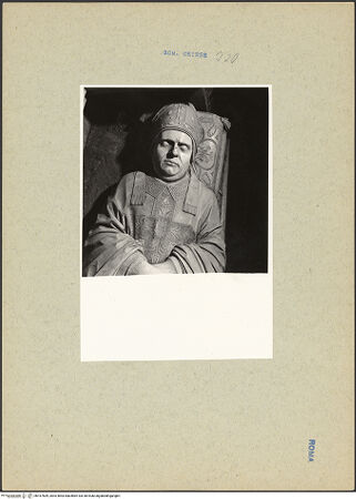 Vorderseite von ICCD [https://www.deutsche-digitale-bibliothek.de/content/lizenzen/rv-ez/] Grabmonument des Kardinals Alano Coetivy - Detail: Gisant von oben, bh167509_recto. Foto.