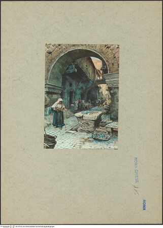 Vorderseite von Museo di Roma? [https://www.deutsche-digitale-bibliothek.de/content/lizenzen/rv-ez/] Mittelalterliches Haus am Portico d'Ottavia - , bh167818_recto. Foto.