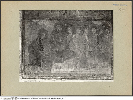 Vorderseite von ICCD [https://rightsstatements.org/page/CNE/1.0/] Szenen aus dem Leben und der Passion Christi, verschiedene Märtyrer und Szenen aus der Vita der Heiligen Urban und CaeciliaVita und Passion Christi - Fußwaschung Christi, bh168545_recto. Foto.