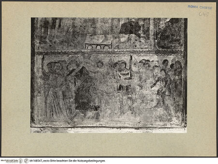 Vorderseite von ICCD [https://rightsstatements.org/page/CNE/1.0/] Szenen aus dem Leben und der Passion Christi, verschiedene Märtyrer und Szenen aus der Vita der Heiligen Urban und CaeciliaVita und Passion Christi - Die Kreuztragung Christi, die Gefangennahme, bh168547_recto. Foto.