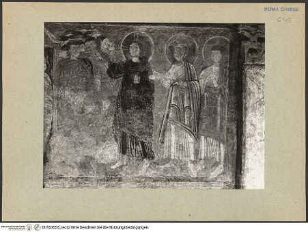 Vorderseite von ICCD [https://rightsstatements.org/page/CNE/1.0/] Szenen aus dem Leben und der Passion Christi, verschiedene Märtyrer und Szenen aus der Vita der Heiligen Urban und CaeciliaVita und Passion Christi - Die Auferweckung des Lazarus, Ausschnitt: Christus, bh168555_recto. Foto.