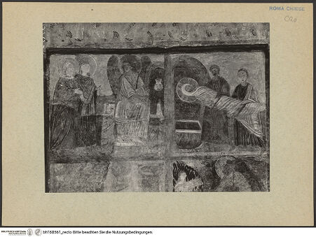 Vorderseite von ICCD [https://rightsstatements.org/page/CNE/1.0/] Szenen aus dem Leben und der Passion Christi, verschiedene Märtyrer und Szenen aus der Vita der Heiligen Urban und CaeciliaVita und Passion Christi - Die Marien am Grabe und die Grablegung Christi, bh168561_recto. Foto.