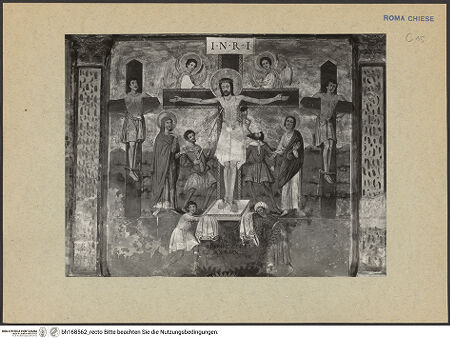 Vorderseite von ICCD [https://rightsstatements.org/page/CNE/1.0/] Szenen aus dem Leben und der Passion Christi, verschiedene Märtyrer und Szenen aus der Vita der Heiligen Urban und CaeciliaVita und Passion Christi - Kreuzigung, bh168562_recto. Foto.