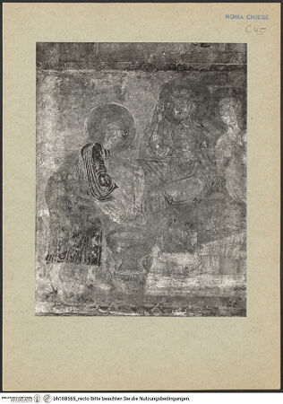 Vorderseite von ICCD [https://rightsstatements.org/page/CNE/1.0/] Szenen aus dem Leben und der Passion Christi, verschiedene Märtyrer und Szenen aus der Vita der Heiligen Urban und CaeciliaVita und Passion Christi - Christus wäscht den Aposteln die Füße, Ausschnitt: Jesus, bh168565_recto. Foto.