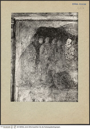 Vorderseite von ICCD [https://rightsstatements.org/page/CNE/1.0/] Szenen aus dem Leben und der Passion Christi, verschiedene Märtyrer und Szenen aus der Vita der Heiligen Urban und CaeciliaVita der Heiligen Urban und Caecilia - Der heilige Urban vor Almachius, Detail links, bh168566_recto. Foto.