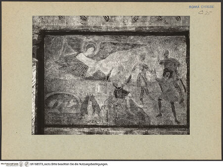 Vorderseite von ICCD [https://rightsstatements.org/page/CNE/1.0/] Szenen aus dem Leben und der Passion Christi, verschiedene Märtyrer und Szenen aus der Vita der Heiligen Urban und CaeciliaVita und Passion Christi - Die Verkündigung an die Hirten, bh168573_recto. Foto.