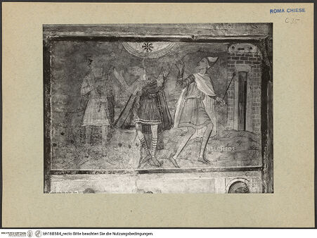 Vorderseite von ICCD [https://rightsstatements.org/page/CNE/1.0/] Szenen aus dem Leben und der Passion Christi, verschiedene Märtyrer und Szenen aus der Vita der Heiligen Urban und CaeciliaVita und Passion Christi - Die drei heiligen Könige folgen dem Stern nach Bethlehem, bh168584_recto. Foto.