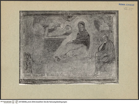 Vorderseite von ICCD [https://rightsstatements.org/page/CNE/1.0/] Szenen aus dem Leben und der Passion Christi, verschiedene Märtyrer und Szenen aus der Vita der Heiligen Urban und CaeciliaVita und Passion Christi - Die Geburt Christi, bh168586_recto. Foto.